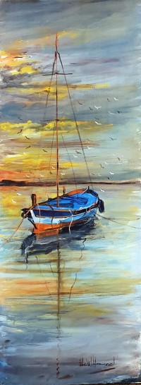 Abdul Hameed, 12 x 36 inch, Acrylic on Canvas, Seascape Painting, AC-ADHD-148